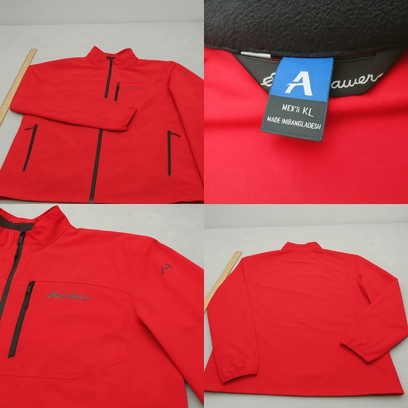 Eddie Bauer First Ascent Jacket Mens XL‎ Red Zip Pockets Full Zip Rain Softshell - Picture 1 of 13